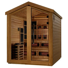 Golden Designs Kaskinen 6 Person Hybrid PureTech™ Full Spectrum IR or Traditional Stove Outdoor Sauna GDI-8526-01 - Canadian Red Cedar Interior - Select Saunas