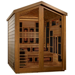 Golden Designs Kaskinen 6 Person Hybrid PureTech™ Full Spectrum IR or Traditional Stove Outdoor Sauna GDI-8526-01 - Canadian Red Cedar Interior - Select Saunas