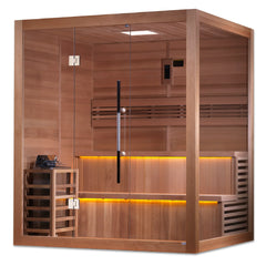 Golden Designs "Kuusamo Edition" 6 Person Traditional Sauna - Canadian Red Cedar Interior - Select Saunas