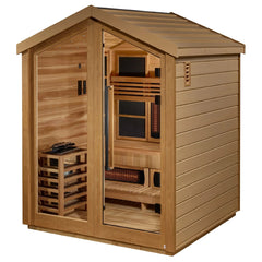 Golden Designs Loviisa 3 Person Hybrid PureTech™ Full Spectrum IR or Traditional Stove Outdoor Saunaa GDI-8523-01 - Canadian Red Cedar Interior - Select Saunas