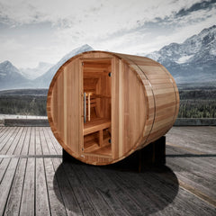 Golden Designs "St. Moritz" 2 Person Barrel Traditional Sauna - Pacific Cedar - Select Saunas