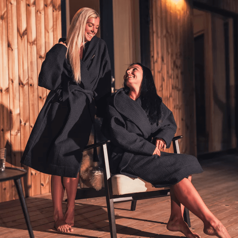 Ovo Sauna Kimono by HUUM, Black - Select Saunas