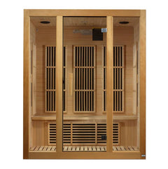 Maxxus Bellevue 3-Person Near Zero EMF Under 2MG FAR Infrared Sauna Canadian Hemlock - Natural - Select Saunas