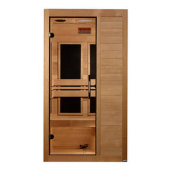 Maxxus S-Line Yoga 1-Person Low EMF FAR Infrared Sauna Canadian Hemlock - Natural - Select Saunas