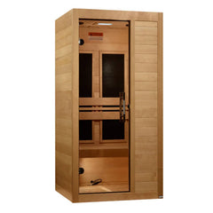 Maxxus S-Line Yoga 1-Person Low EMF FAR Infrared Sauna Canadian Hemlock - Natural - Select Saunas