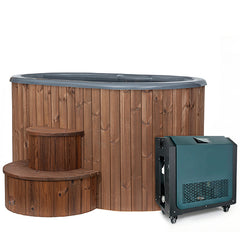 SaunaLife S2NC 2-Person Cold/Hot Immersion Tub with AP-1 Chiller/Heater, Natural - Select Saunas