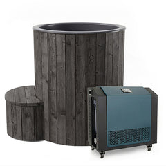 SaunaLife S1BC 1-Person Cold/Hot Immersion Tub with FDC-1A Chiller/Heater, Black - Select Saunas