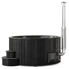 SaunaLife S6B 7-Person Wood-Burning Hot Tub, Black - Select Saunas