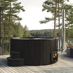 SaunaLife S6B 7-Person Wood-Burning Hot Tub, Black - Select Saunas