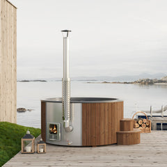 SaunaLife S6N 7-Person Wood-Burning Hot Tub, Natural - Select Saunas