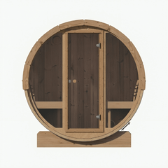 SaunaLife Model E7G Sauna Barrel w/ Glass Front - 4-Person - ERGO Series Sauna Barrel, 71"x81" - Ready to Ship! - Select Saunas