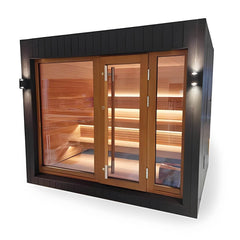 SaunaLife Model G7S Pre-Assembled Outdoor Home Sauna with Bluetooth Audio, Garden-Series Fully Assembled Backyard Home Sauna, Up to 6 Persons - Select Saunas