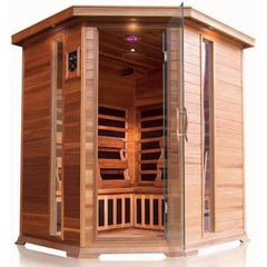 Sunray Bristol Bay 4-Person Indoor Corner Cedar Sauna w/ Carbon Heaters - Select Saunas
