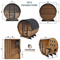 Finnmark Combination Outdoor Barrel Sauna—FD-6, Cedar - Select Saunas