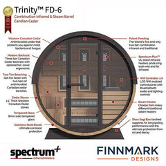 Finnmark Combination Outdoor Barrel Sauna—FD-6, Cedar - Select Saunas