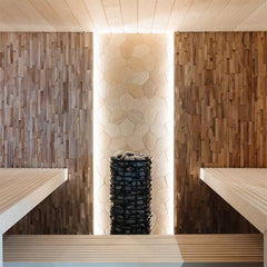 EmotionWood Hexagon Abachi Decorative Sauna Wall Panel, Abachi, 16.14" x 16.14" - Select Saunas