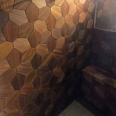 EmotionWood Hexagon Thermo-Abachi Decorative Sauna Wall Panel, 16.14"x16.14" - Select Saunas