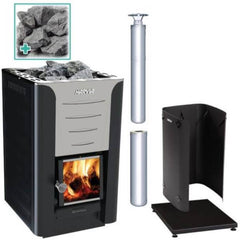 Harvia Stainless Steel PRO 20 Wood Burning Stove Kit - Select Saunas