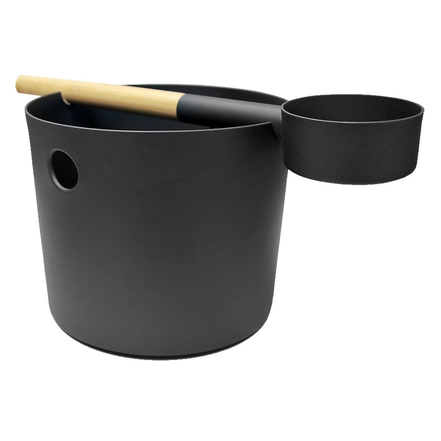 Kolo Sauna Bucket + Ladle Set, Aluminum/Bamboo, 1 Gal - Select Saunas