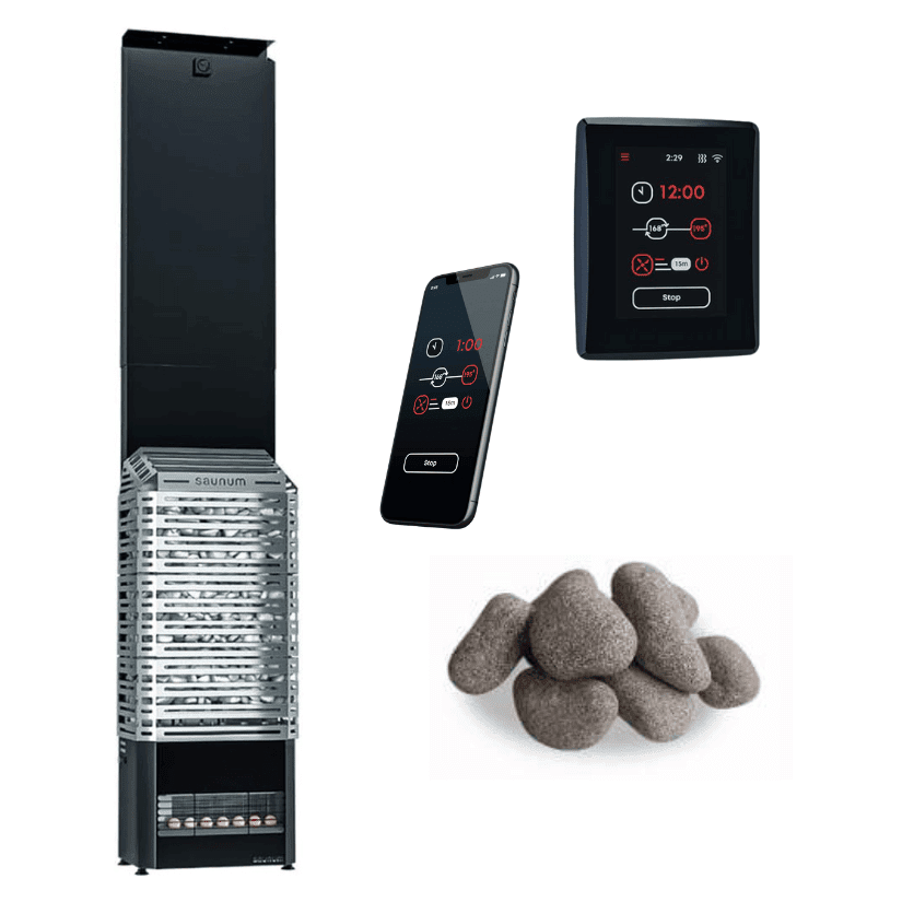 Saunum AIR 5 WiFi Sauna Heater Package, 4.8kW - Stainless Steel - Select Saunas