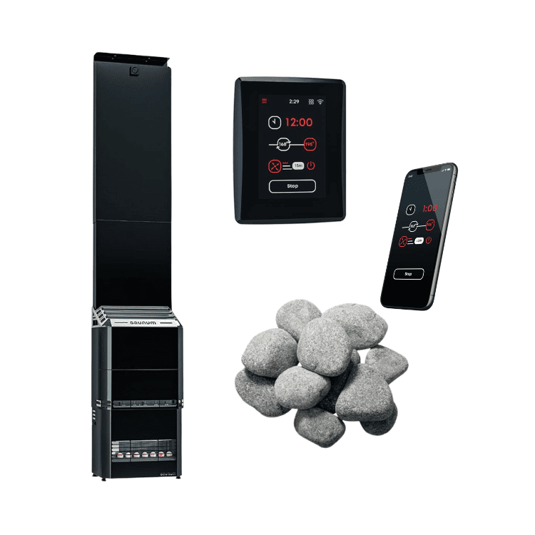 Saunum AIR 7 WiFi Sauna Heater Package, 6.4kW - Black - Select Saunas