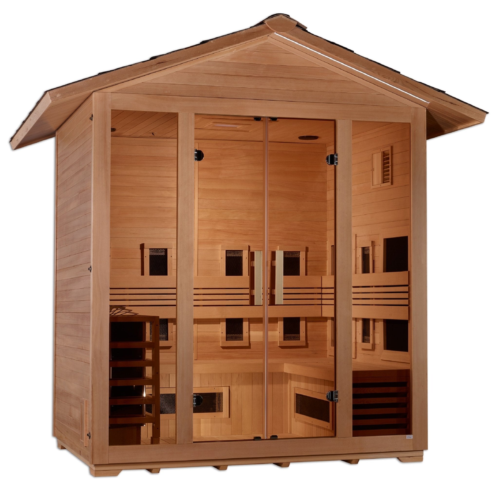 Golden Designs "Gargellen" 4-5 Person Hybrid Outdoor Sauna Full Spectrum Infrared + Traditional - Select Saunas