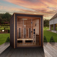 Golden Designs "Visby" 3 Person Hybrid Outdoor Sauna Full Spectrum Infrared + Traditional - Select Saunas