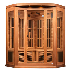 Maxxus 3-Person Corner Near Zero EMF FAR Infrared Sauna Canadian Red Cedar - Select Saunas