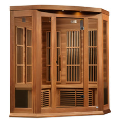 Maxxus 3-Person Corner Near Zero EMF FAR Infrared Sauna Canadian Red Cedar - Select Saunas