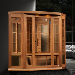 Maxxus 3-Person Corner Near Zero EMF FAR Infrared Sauna Canadian Red Cedar - Select Saunas