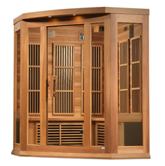 Maxxus 3-Person Corner Near Zero EMF FAR Infrared Sauna Canadian Red Cedar - Select Saunas