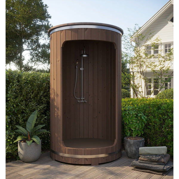 SaunaLife R3 Barrel Outdoor Shower - 53"W x 90"H
